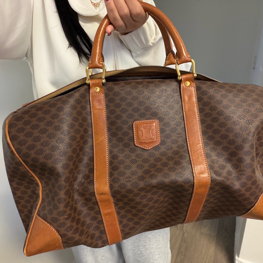 Celine Brown Leather Duffle Bag